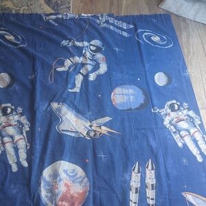 Astronaut Themed Blue Curtains Set